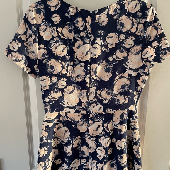 Navy Blue and Pink Floral Romper - Picture 3 of 5